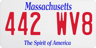 MA license plate 442WV8