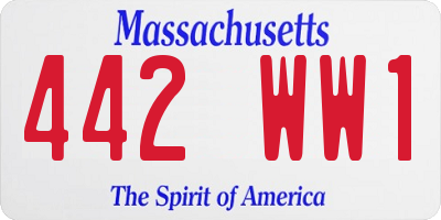 MA license plate 442WW1