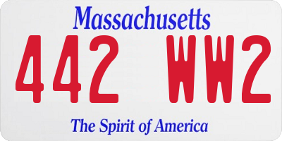 MA license plate 442WW2