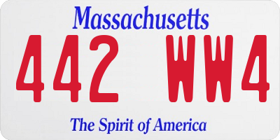 MA license plate 442WW4