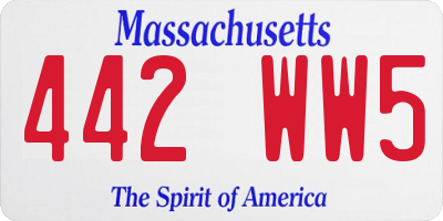 MA license plate 442WW5
