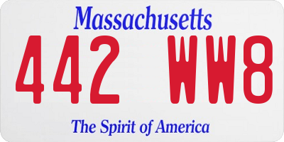MA license plate 442WW8