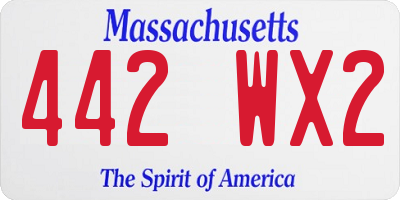 MA license plate 442WX2