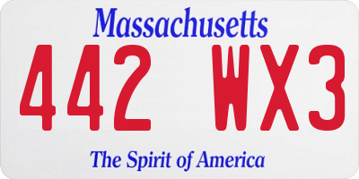 MA license plate 442WX3