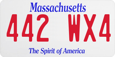 MA license plate 442WX4