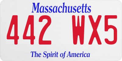 MA license plate 442WX5