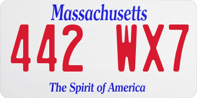 MA license plate 442WX7
