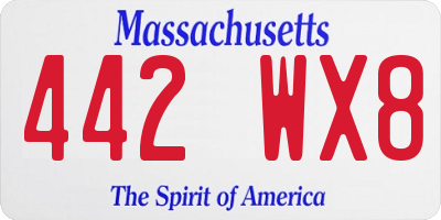 MA license plate 442WX8