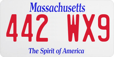 MA license plate 442WX9