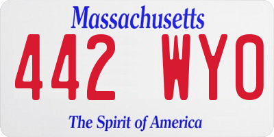 MA license plate 442WY0