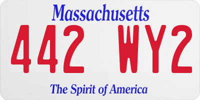 MA license plate 442WY2