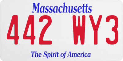 MA license plate 442WY3