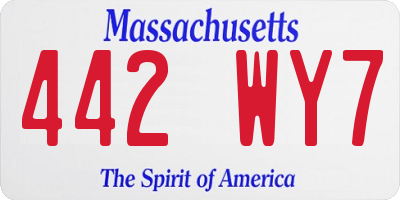 MA license plate 442WY7