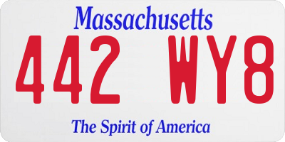 MA license plate 442WY8