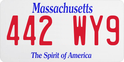 MA license plate 442WY9