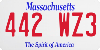MA license plate 442WZ3