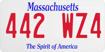 MA license plate 442WZ4
