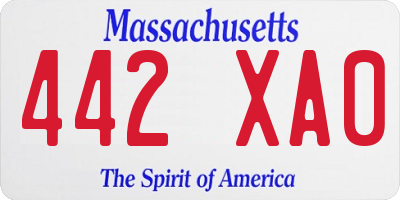 MA license plate 442XA0