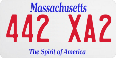 MA license plate 442XA2