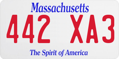 MA license plate 442XA3
