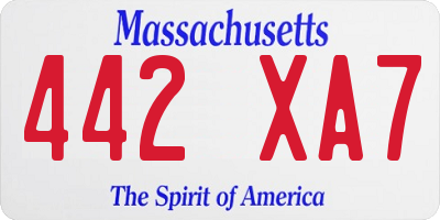 MA license plate 442XA7