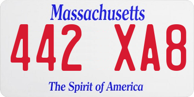 MA license plate 442XA8