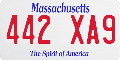 MA license plate 442XA9