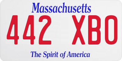 MA license plate 442XB0