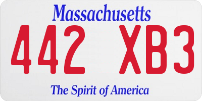 MA license plate 442XB3
