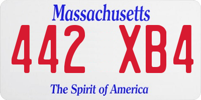 MA license plate 442XB4