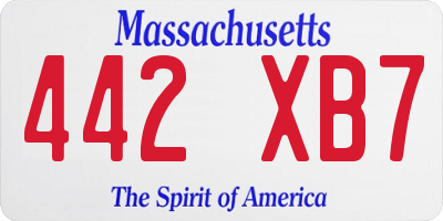 MA license plate 442XB7
