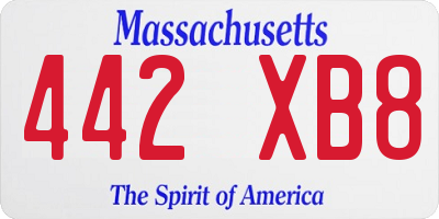MA license plate 442XB8