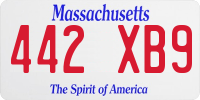 MA license plate 442XB9