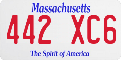 MA license plate 442XC6