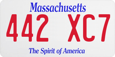 MA license plate 442XC7