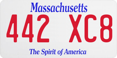MA license plate 442XC8