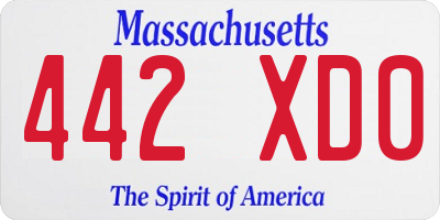 MA license plate 442XD0