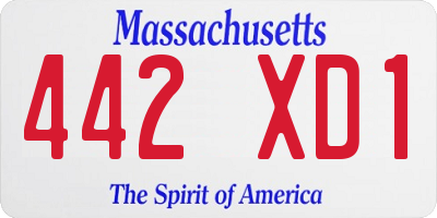 MA license plate 442XD1