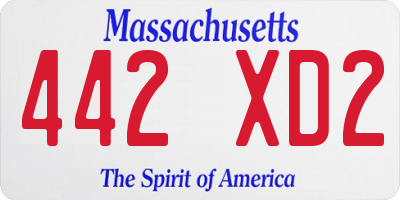 MA license plate 442XD2