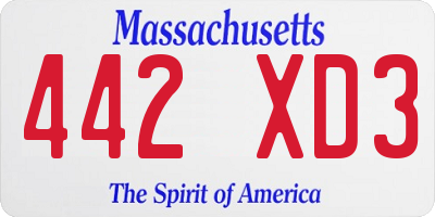 MA license plate 442XD3