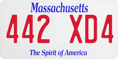 MA license plate 442XD4