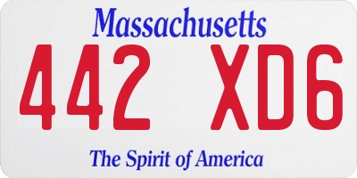 MA license plate 442XD6