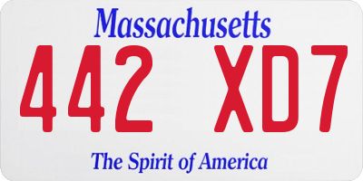 MA license plate 442XD7