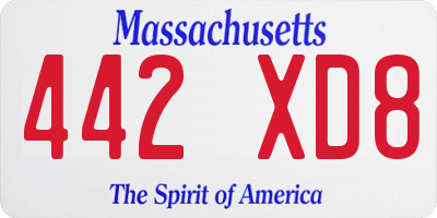 MA license plate 442XD8
