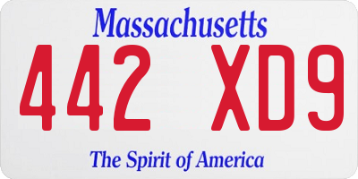 MA license plate 442XD9