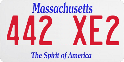 MA license plate 442XE2