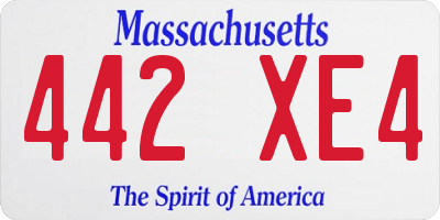 MA license plate 442XE4