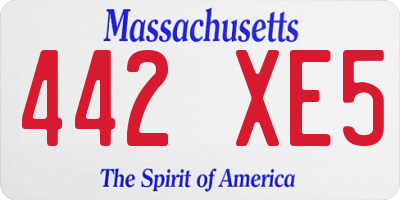 MA license plate 442XE5
