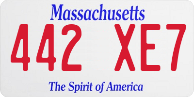 MA license plate 442XE7