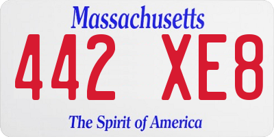MA license plate 442XE8